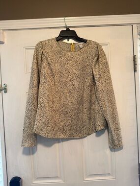 H&M Cream and Black Speckled Long-Sleeve Top